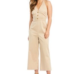 Size 8 Gianni Bini tan halter jumpsuit.